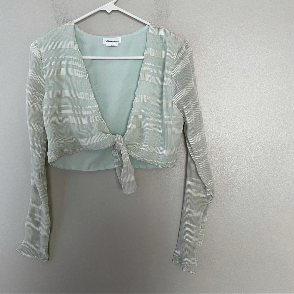 Lovers + Friends Tie Front Crop Long Sleeve Shirt